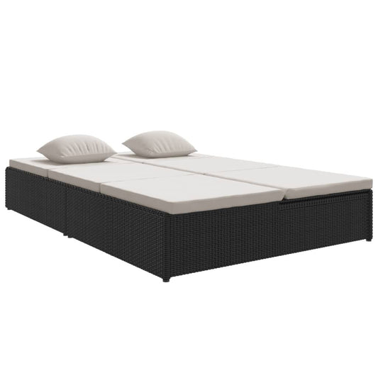 Vidaxl Tumbona Convertible Con Cojines De Ratán Sintético Negro_0