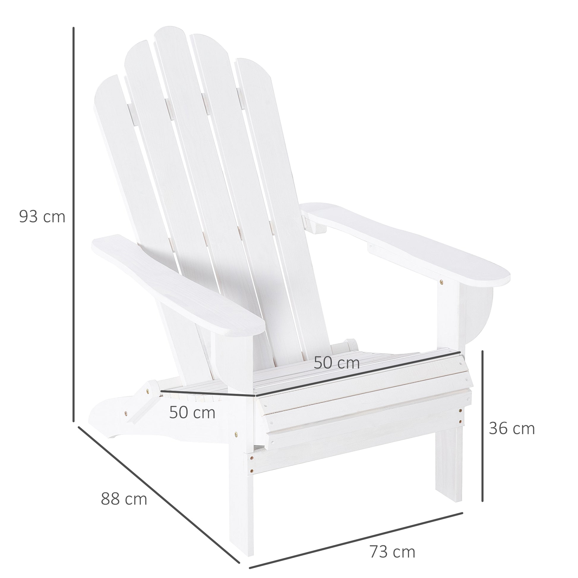 Outsunny Silla Adirondack Madera Plegable Con Reposabrazos Respaldo 73x88x93 Cm_2