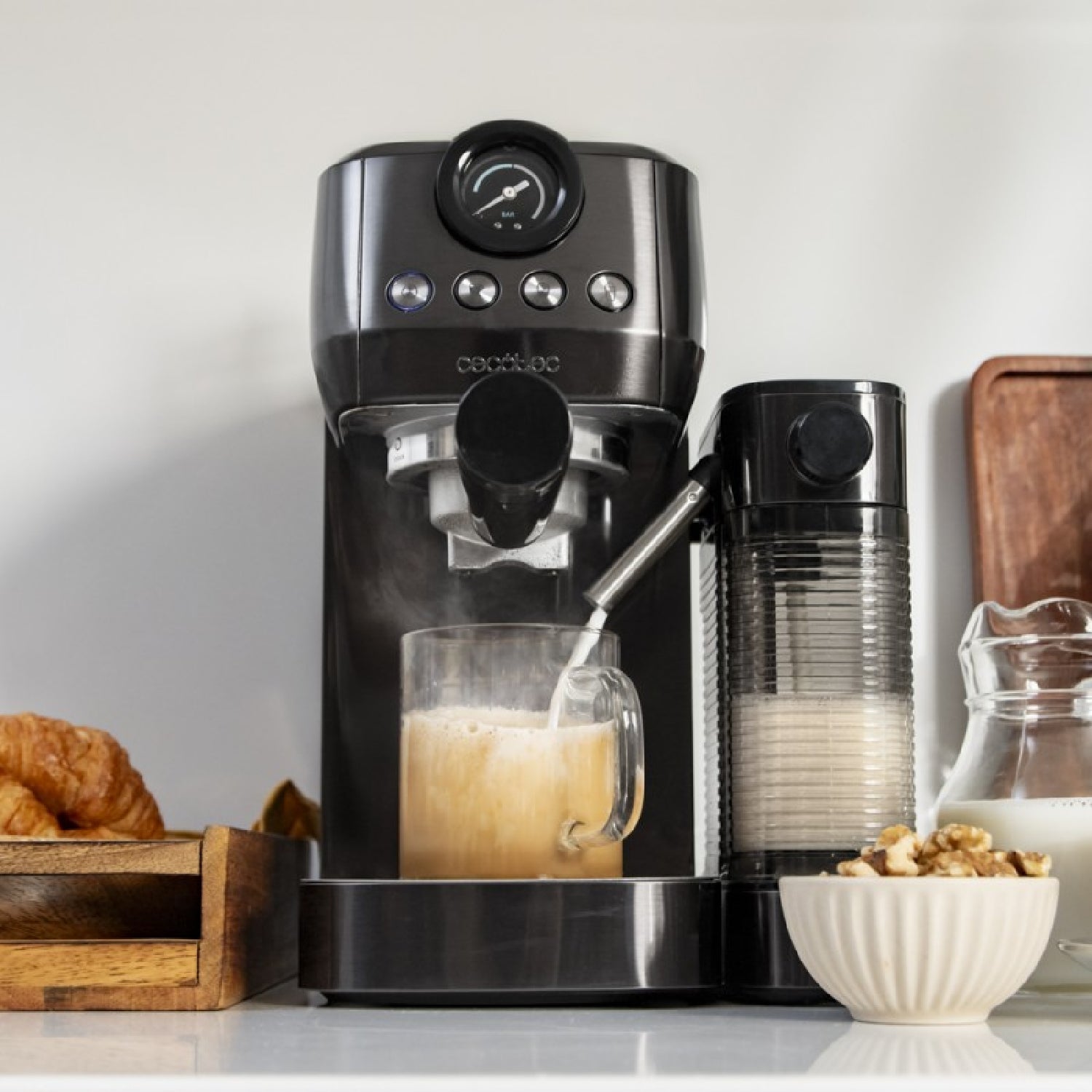 Cecotec Cafetera Semiautomática Cafetera Semiautomática Power Espresso 20 Steel Pro Latte_2