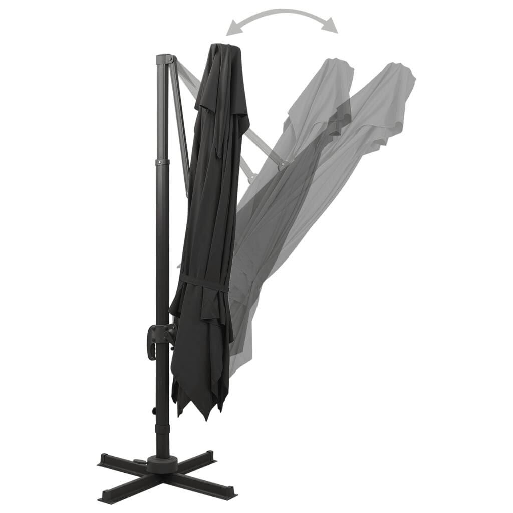 Vidaxl Sombrilla Jardín Voladiza Con Cubierta Doble Negro 300x300 Cm_3