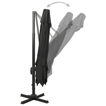 Vidaxl Sombrilla Jardín Voladiza Con Cubierta Doble Negro 300x300 Cm_3