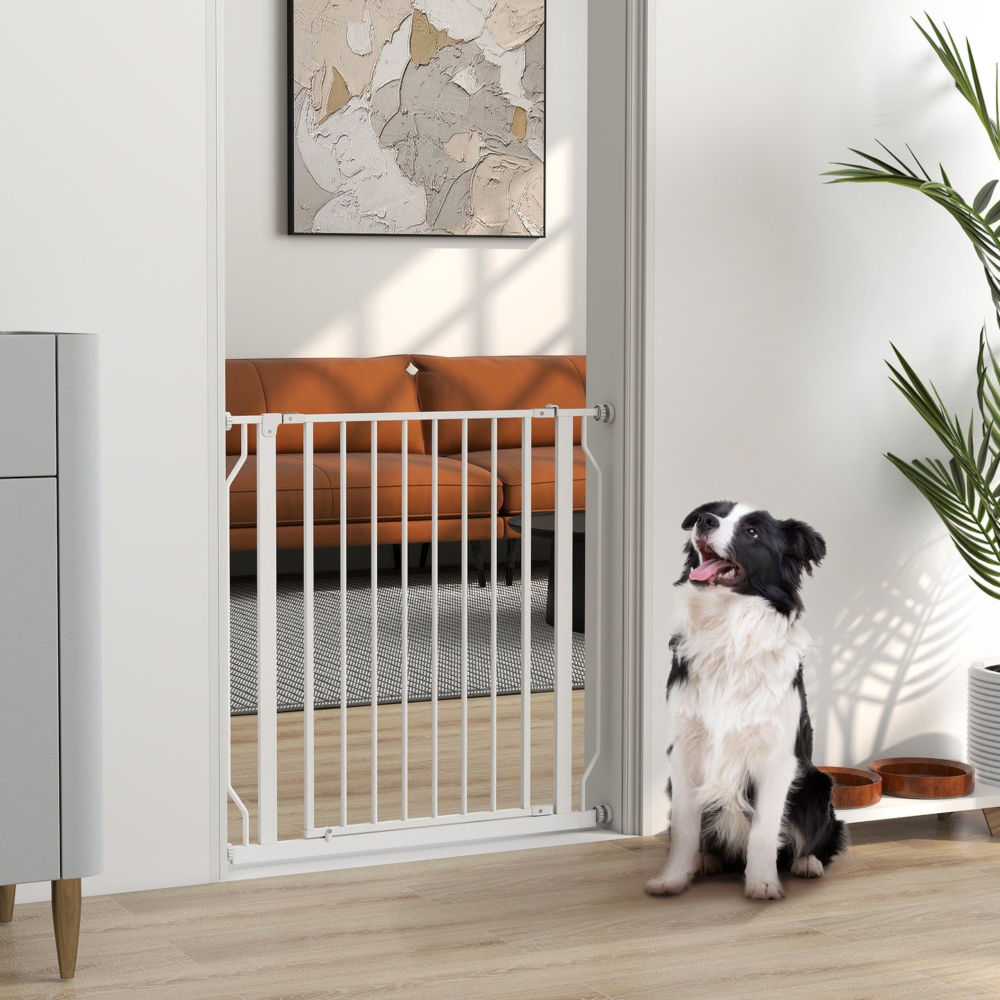 Pawhut Barrera De Seguridad Para Puertas Y Escaleras 75-85x76 Cm Blanco_1