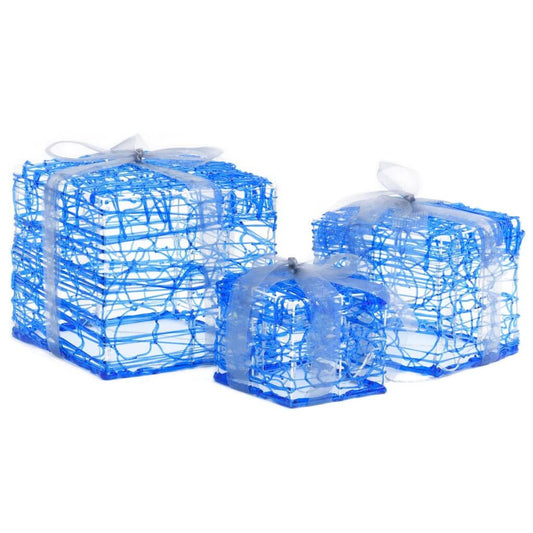Vidaxl Caja Decorativa De Regalo Navidad Acrílico 3 Pzas Blanco Frío_0