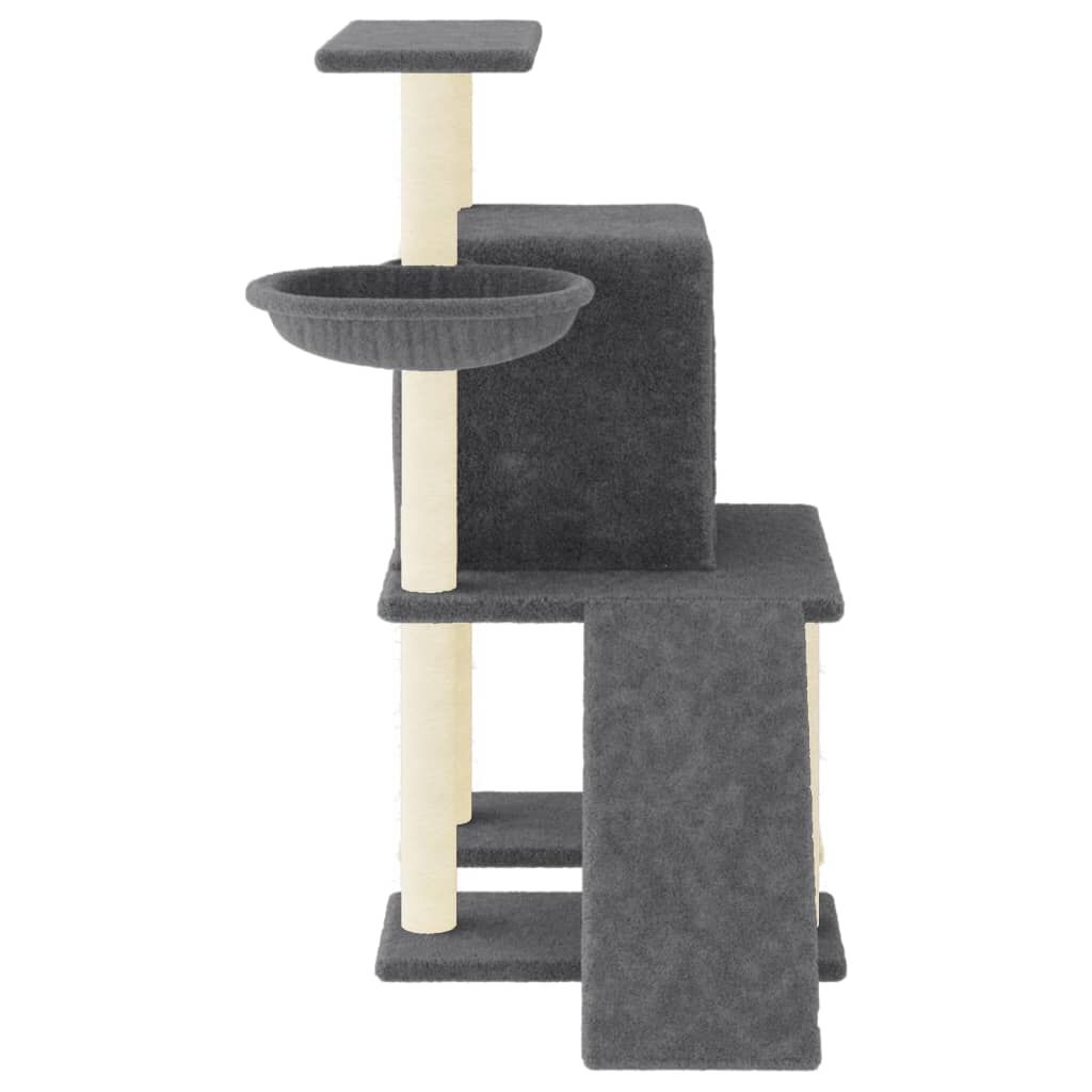 Vidaxl Rascador Para Gatos Con Postes De Sisal Gris Oscuro 96,5 Cm_3