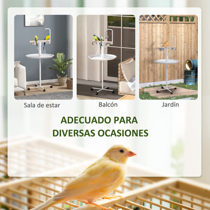 Pawhut Comedero De Pájaros Para Exterior Con Ruedas Ø60x138 Cm Blanco_3