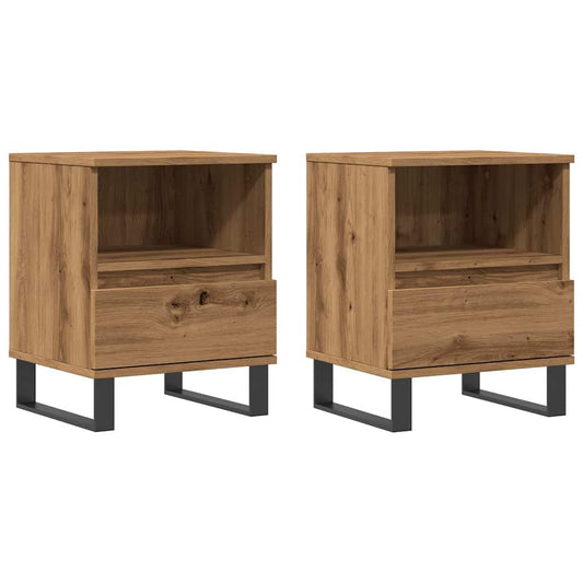 Mesitas De Noche 2 Uds Madera Roble Artisian 40x35x50 Cm_0