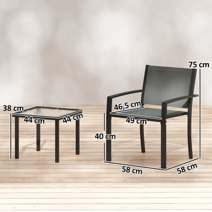 Outsunny Conjunto De Mesa Y 2 Sillas De Terraza Exterior 3 Piezas Gris Claro_2