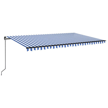 Toldo Manual Retráctil Con Led Azul Y Blanco 500x350 Cm_0