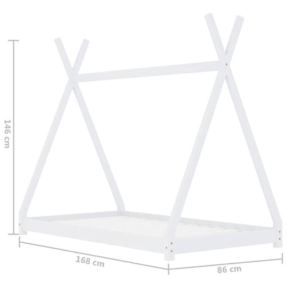 Vidaxl Estructura De Cama Infantil Madera Maciza Pino Blanco 80x160 Cm_2