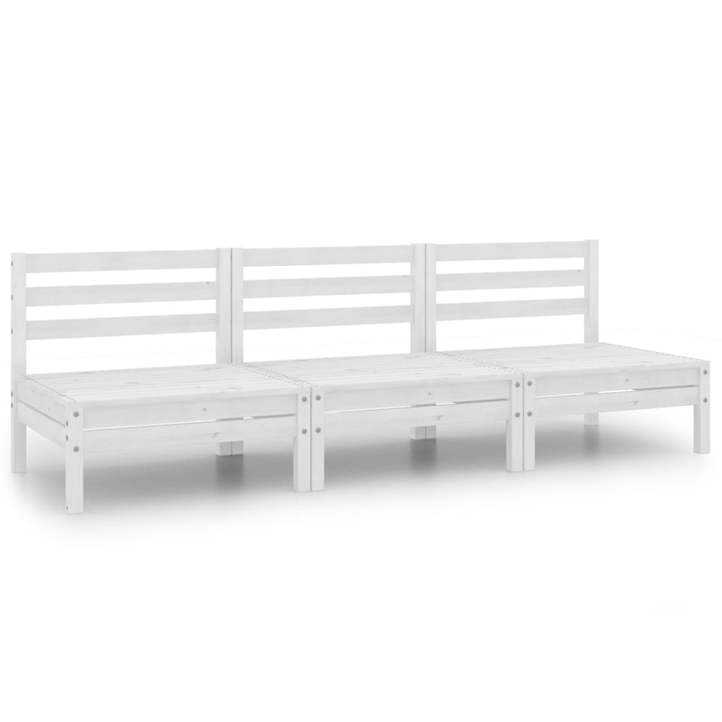 Juego De Muebles De Jardín 3 Piezas Madera Maciza Pino Blanco / Vetonek_5