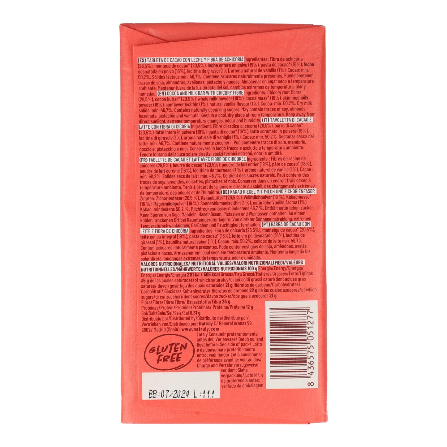 Chocolicious con leche Natruly 85 gr