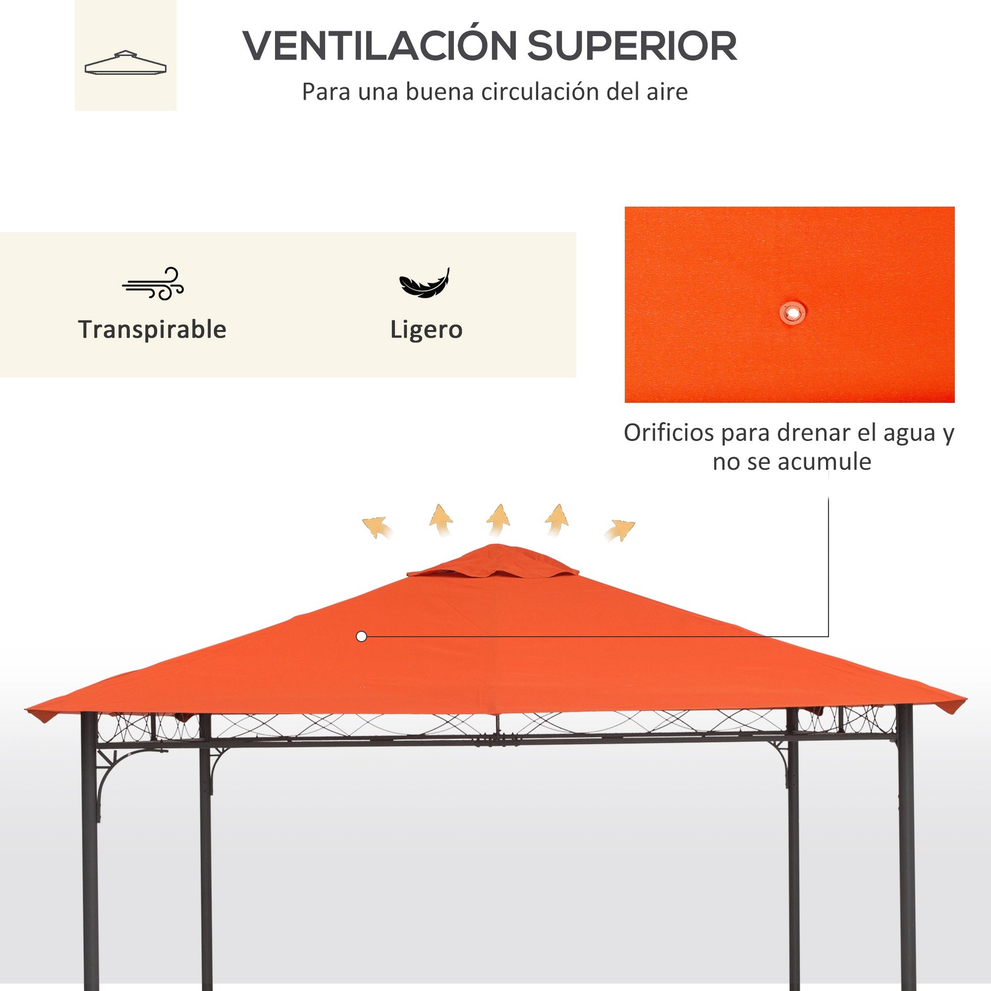 Outsunny Conjunto De Cenador De Jardín 3x3x2,6 M Y Techo De Repuesto 3x3 M_3