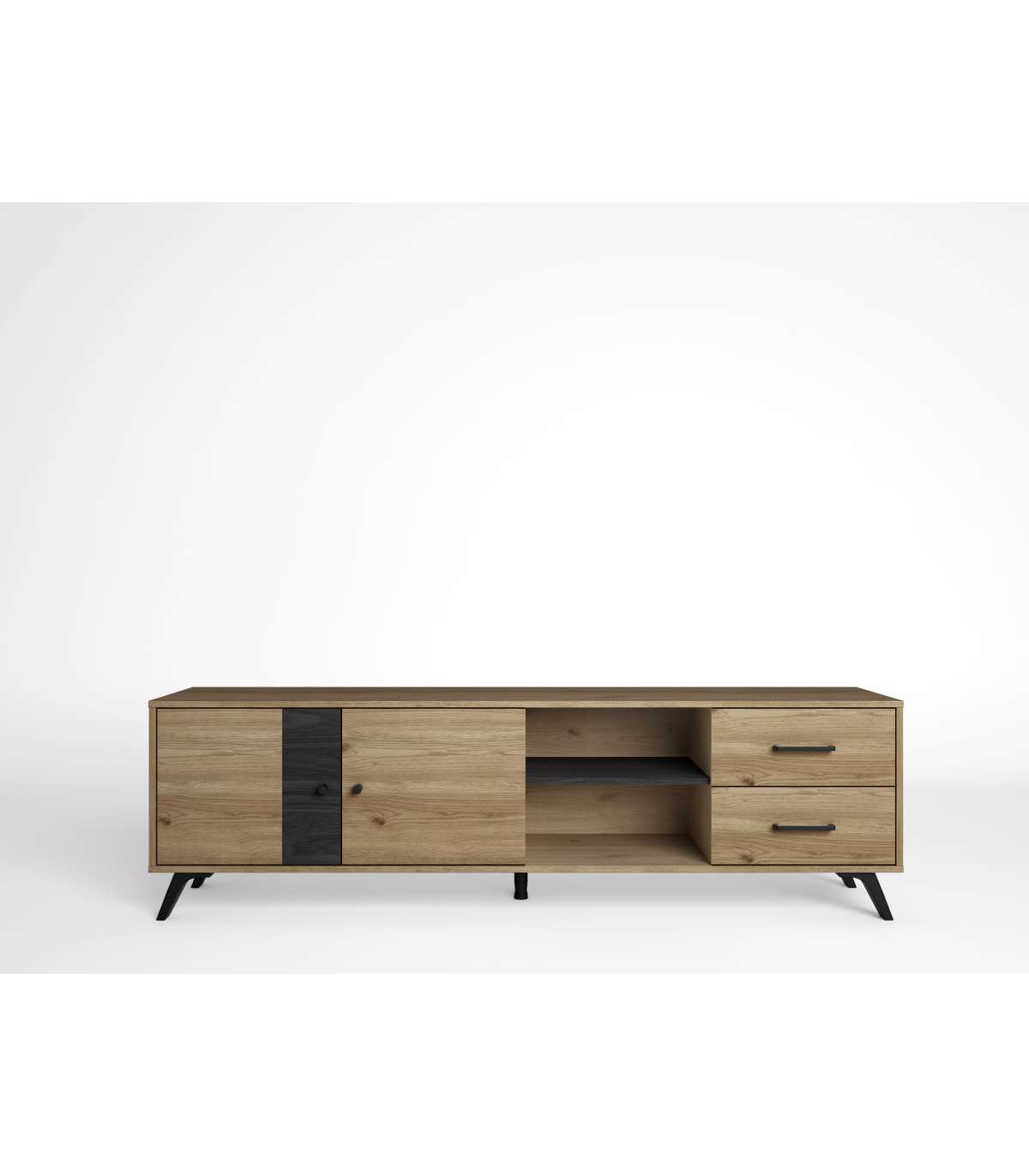 Mueble Televisión Natur 2 Puertas 2 Cajones Acabado Natural/bocamina, 180.5cm(ancho) 53.1_0