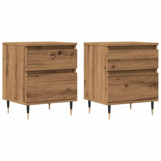 Mesitas De Noche 2 Uds Madera Roble Artisian 40x35x50 Cm_0