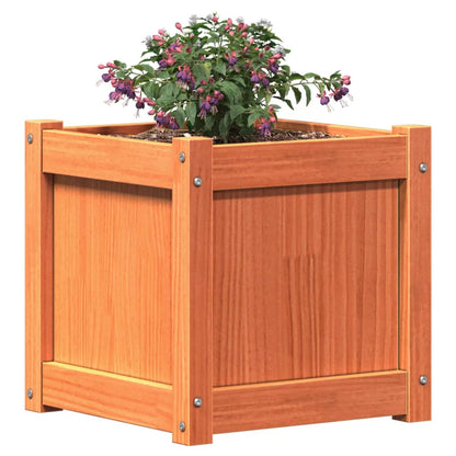Jardinera Exterior Madera Maciza Pino Marrón Cera 40x40x40 Cm_3