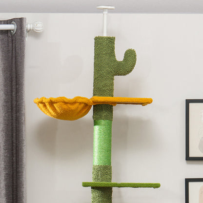 Pawhut Árbol Para Gatos De Suelo A Techo Altura Ajustable 230-275 Cm Verde_3
