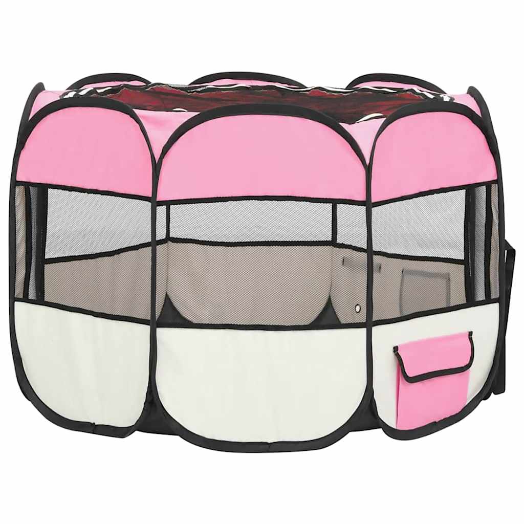 Parque De Perros Plegable Bolsa De Transporte Rosa 90x90x58 Cm_4