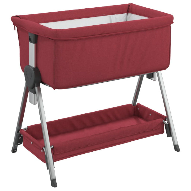 Vidaxl Cuna Con Colchón Tela De Lino Rojo_5