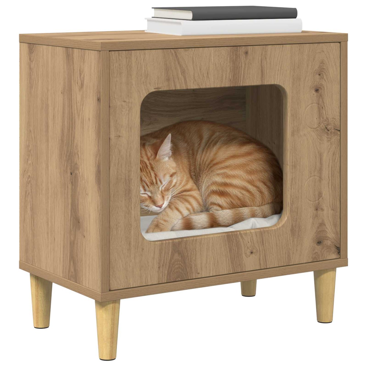 Casa Para Gatos Roble Artesanal 51 X 30 X 52 Cm_2