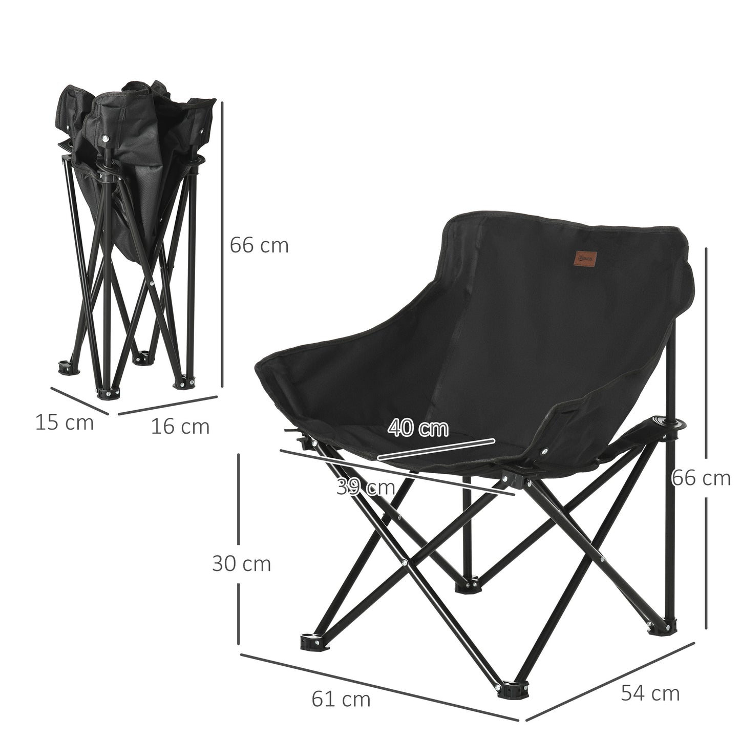 Outsunny Silla De Camping Plegable Con Bolsa De Transporte Carga 110 Kg Negro_2