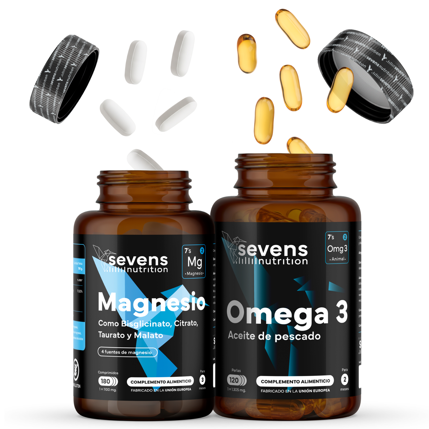 Magnesio Complex 4 En 1 + Omega 3 2000mg Omegatex®. Sevens Nutrition. Energía, Corazón, Cerebro Y Músculos_0