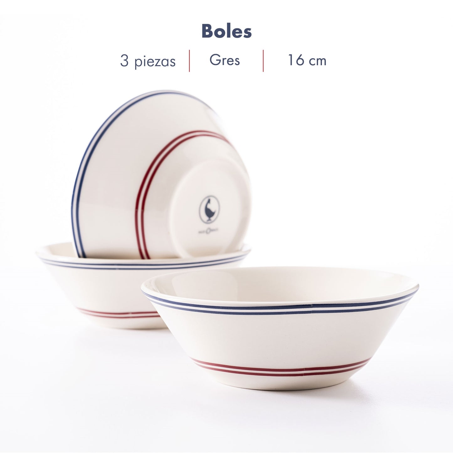 Set 3pzs Boles Para Servir En Gres El Ganso