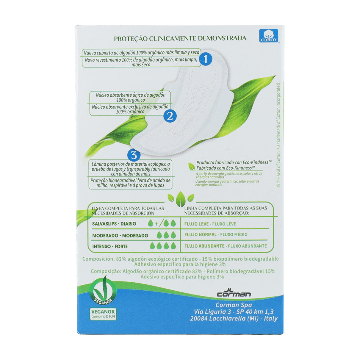 Compresas Día con Alas en bolsa individual Organyc 10 Uds