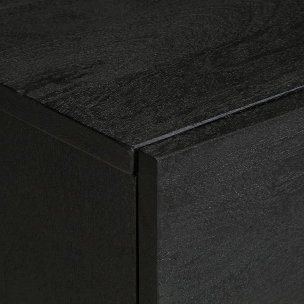Mesita De Noche De Madera Maciza De Mango Negra 40x33x46 Cm_4