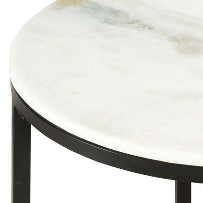 Mesa De Centro Mármol Macizo Auténtico Blanco Y Negro Ø50 Cm_0