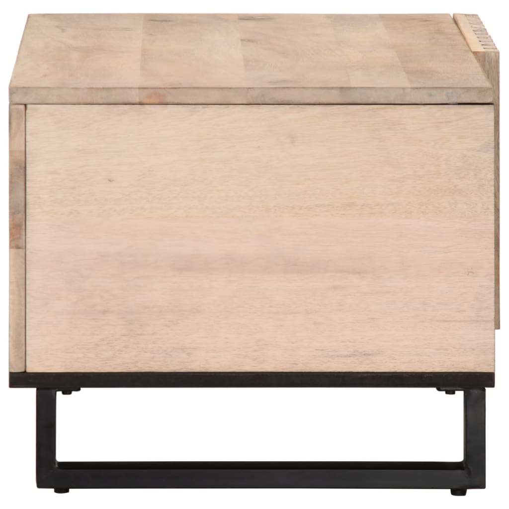 Mesa De Centro De Madera Maciza De Mango Blanca 80x51x40 Cm_1