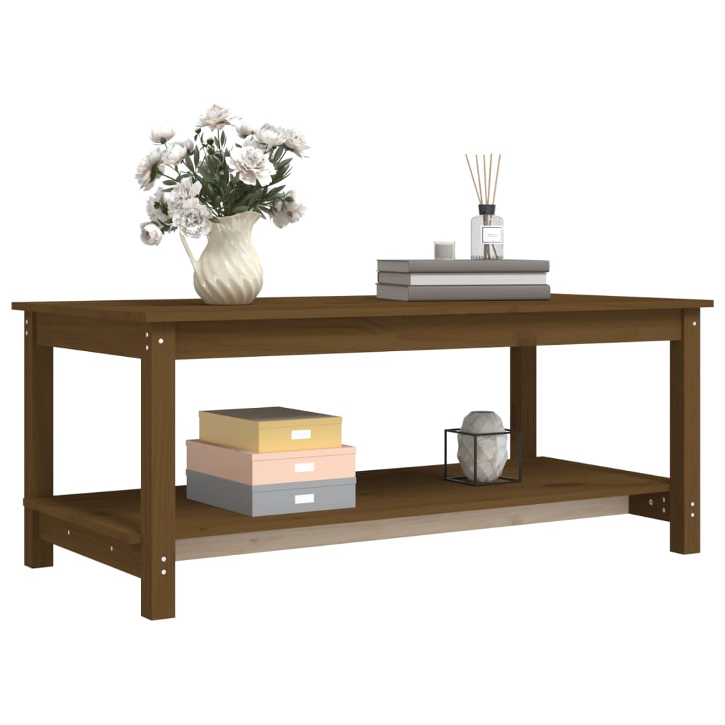 Mesa De Centro Madera Maciza De Pino Marrón Miel 110x55x45 Cm_2