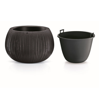 Prosperplast Beton Bowl De Plástico Con Depósito En Color Cemento Negro, 11 (alto) X 14,4 (ancho) X 14,4 (profundo) Cms_2