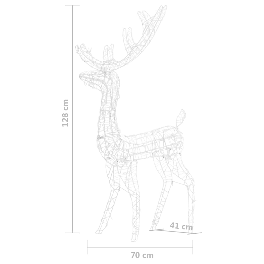 Vidaxl Familia De Renos De Navidad Acrílico 300 Leds Blanco Cálido_2