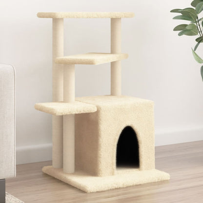 Rascador Para Gatos Con Postes De Sisal Color Crema 83,5 Cm_1