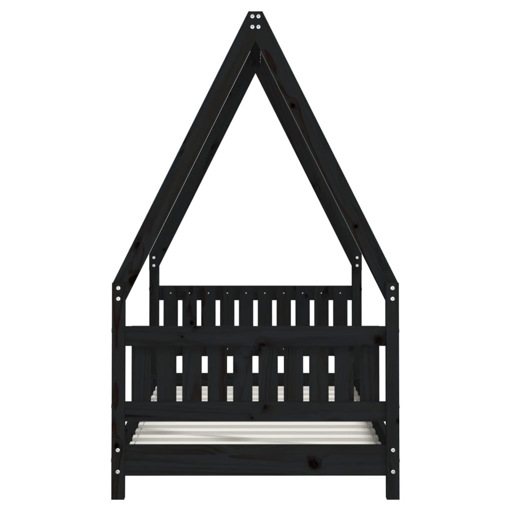 Vidaxl Estructura De Cama Para Niños Madera De Pino Negro 80x160 Cm_4