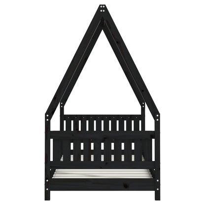 Vidaxl Estructura De Cama Para Niños Madera De Pino Negro 80x160 Cm_4