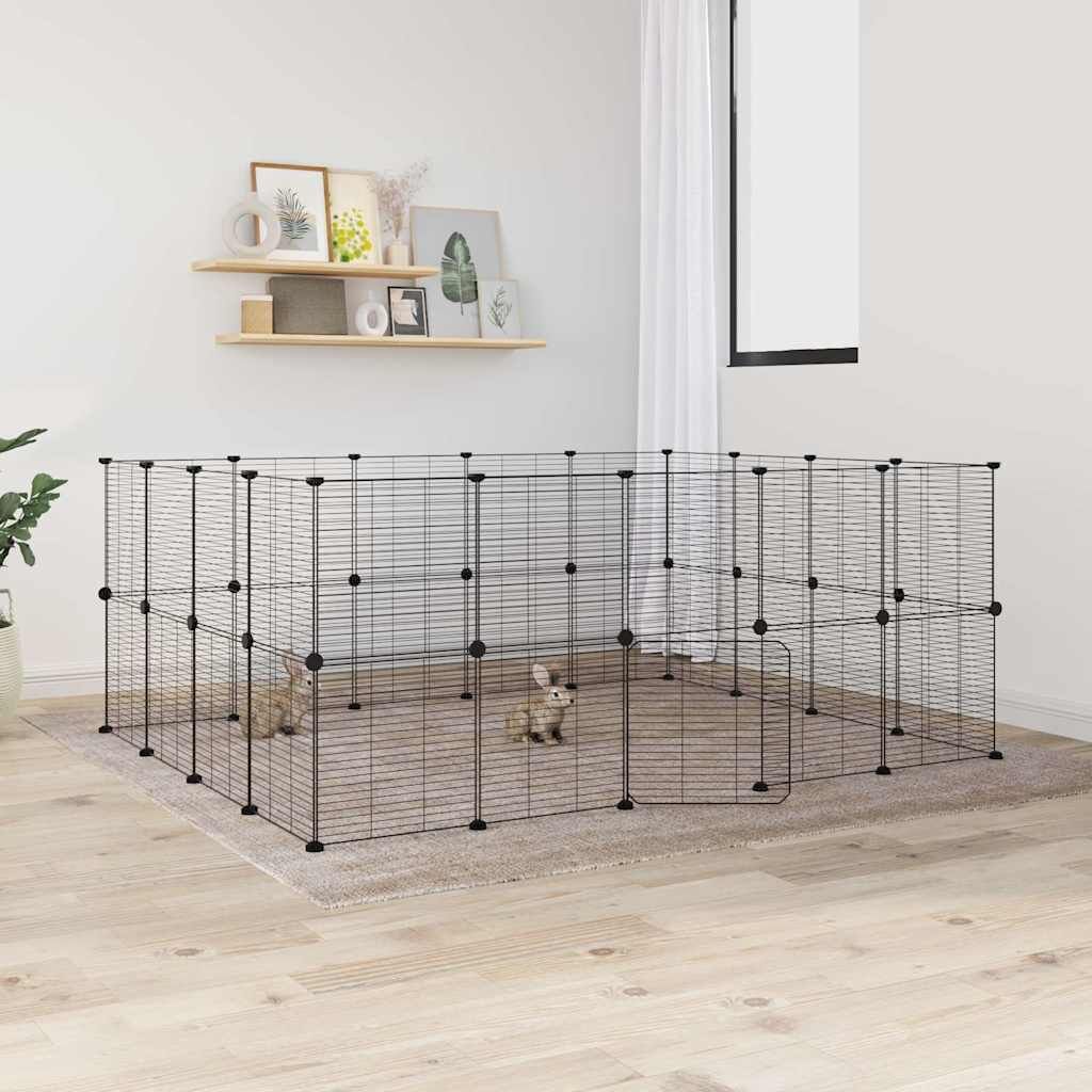 Vidaxl Jaula Para Mascotas De 36 Paneles Puerta Acero Negro 35x35 Cm_1
