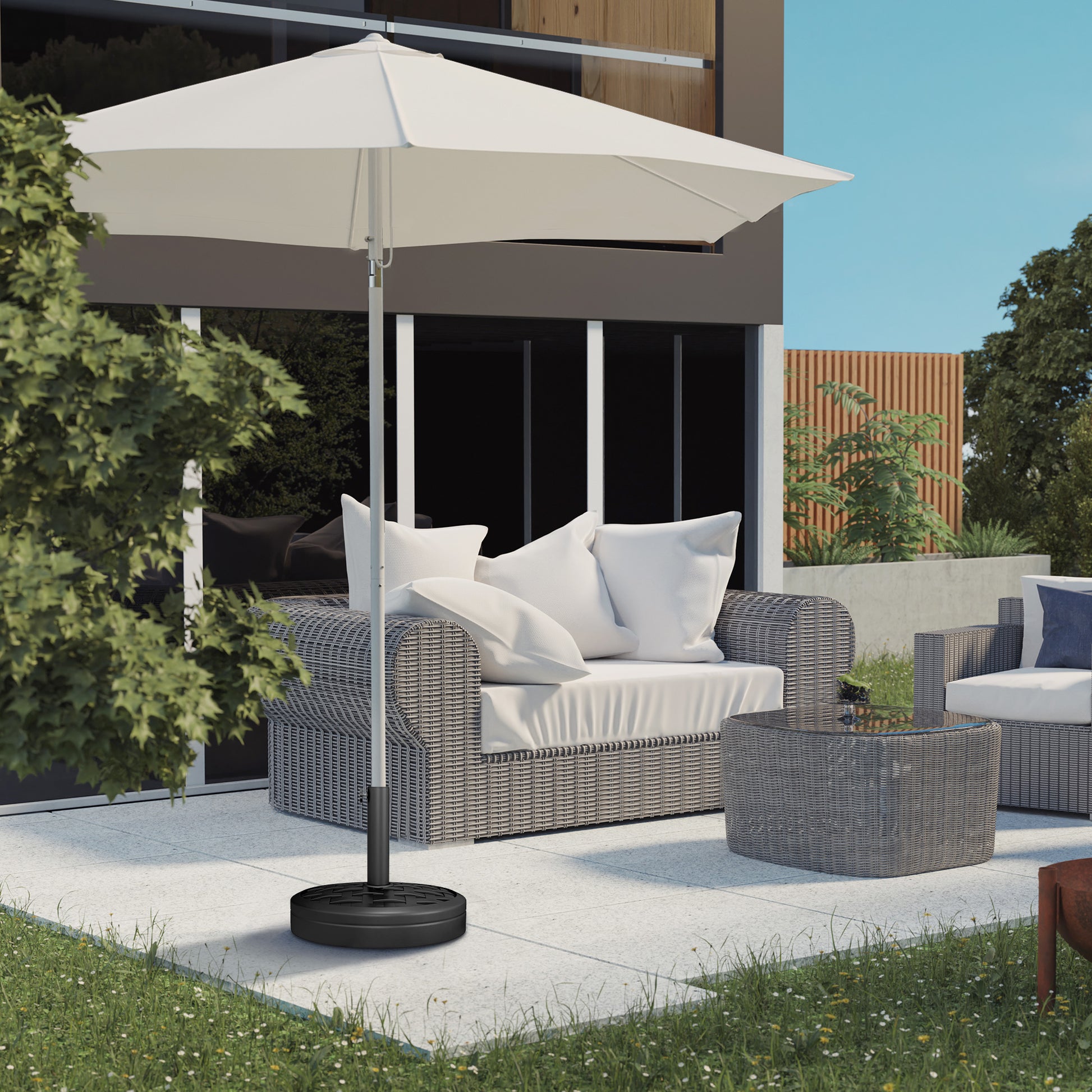 Outsunny Base De Sombrilla Redondo Rellenable De Cemento Ø45x36 Cm Negro_1