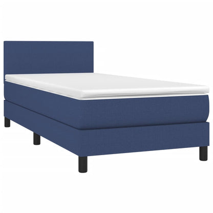 Cama Box Spring Con Colchón Y Led Tela Azul 80x200 Cm / Vetonek_5