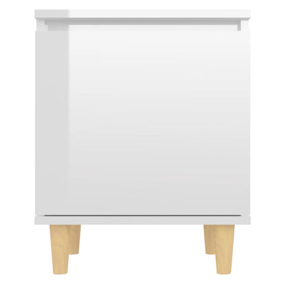 Mesita Noche Con Patas Madera Maciza Blanco Brillo 40x30x50 Cm_4