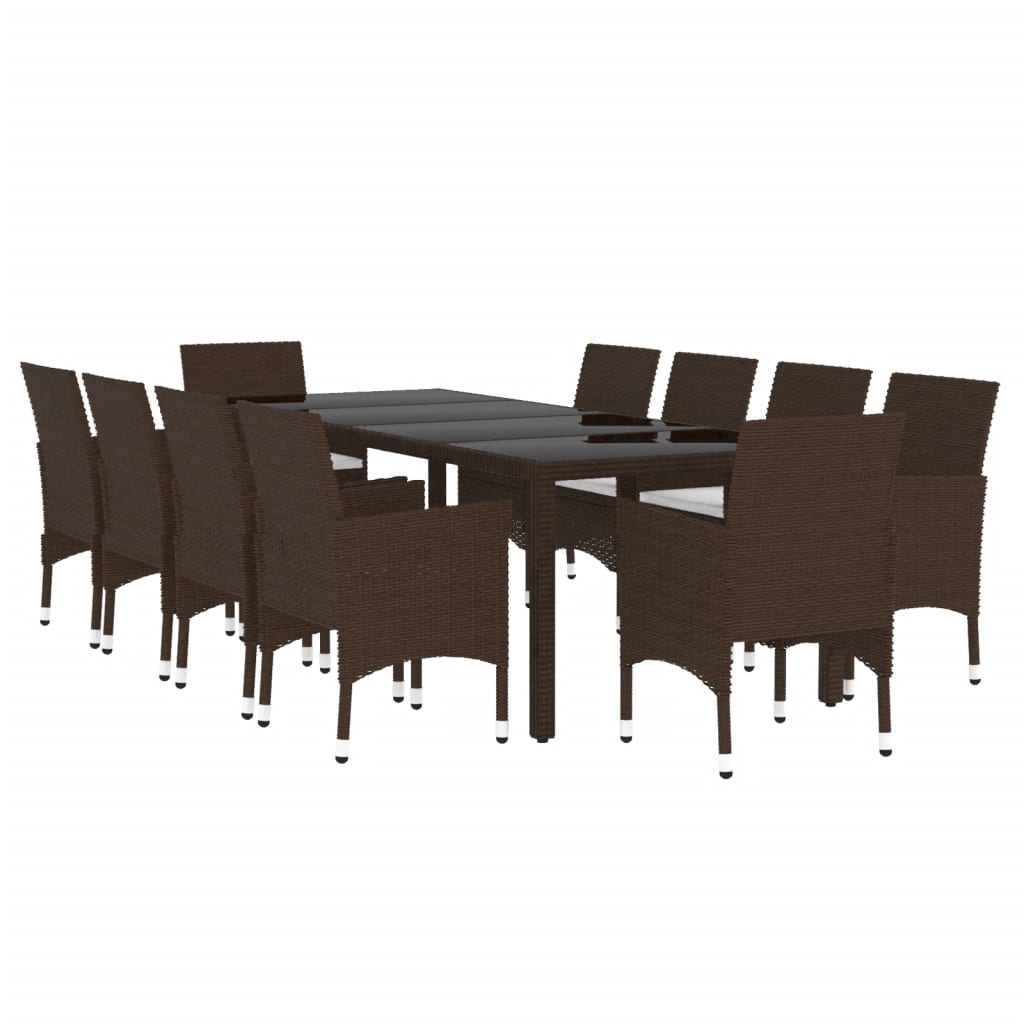 Juego De Comedor De Jardín 11 Piezas Ratán Sintético Marrón / Vetonek_4