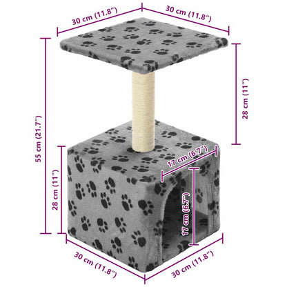Vidaxl Rascador Para Gatos Con Poste De Sisal 55 Cm Huellas Beige_2