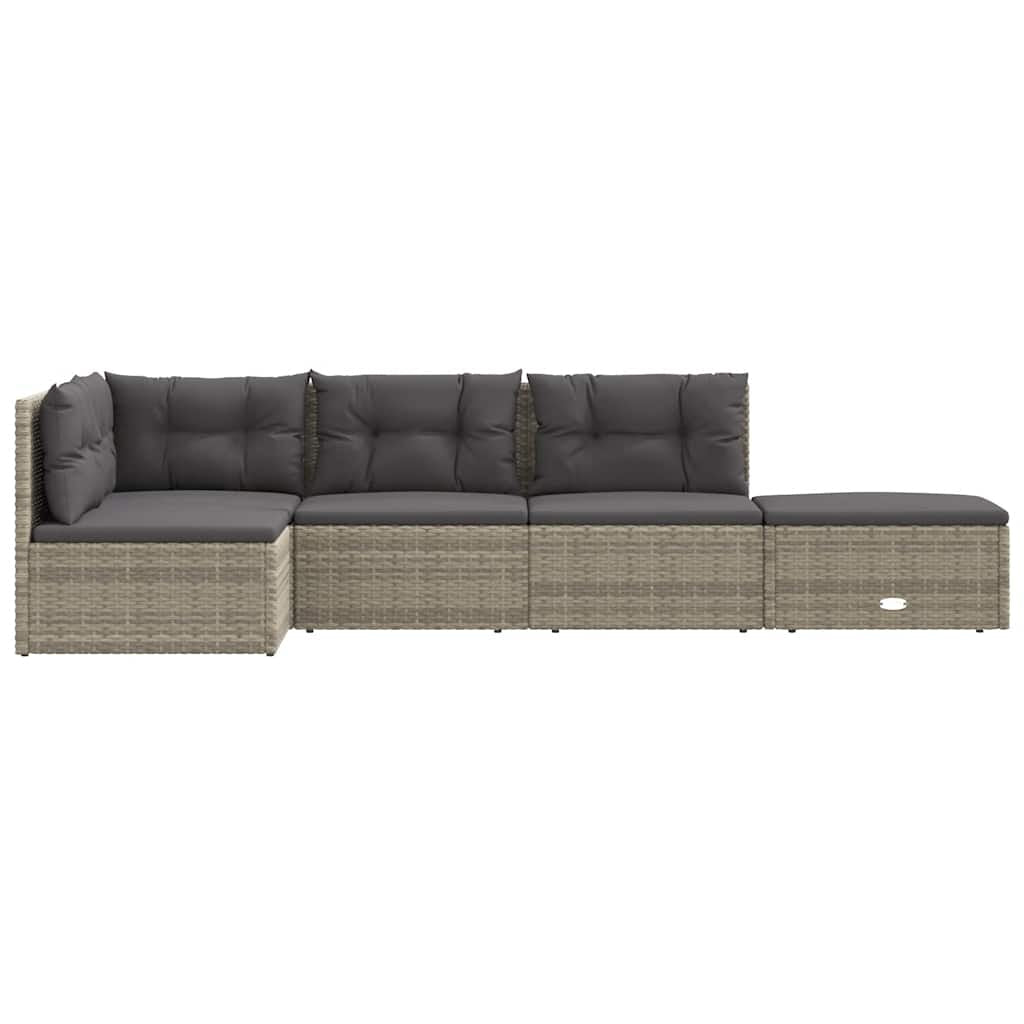 Vidaxl Set De Muebles De Jardín 5 Pzas Y Cojines Ratán Sintético Gris_3