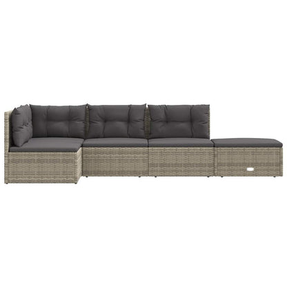 Vidaxl Set De Muebles De Jardín 5 Pzas Y Cojines Ratán Sintético Gris_3