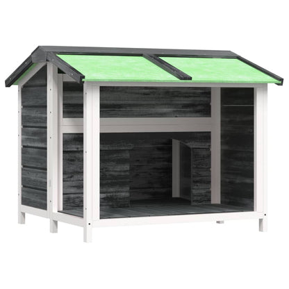 Caseta Para Perros Madera Maciza De Pino Gris 96x87x80,5 Cm_0