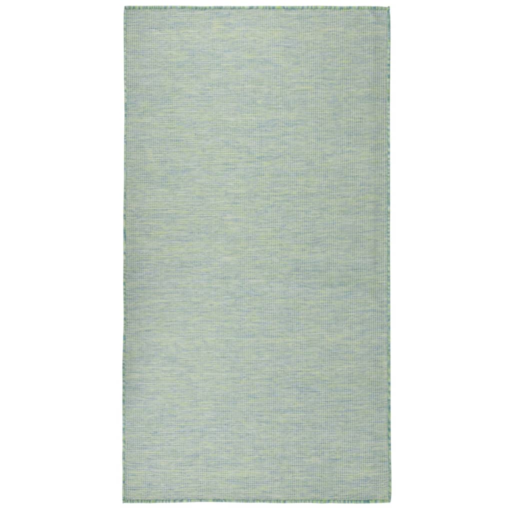 Alfombra De Exterior De Tejido Plano Turquesa 80x150 Cm_1
