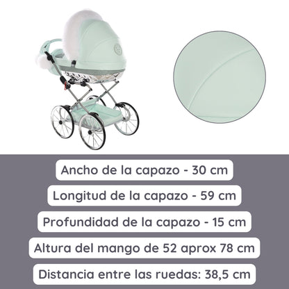 Carro De Muñecas Hand Craft Glitter Satin Classic Mint / Silver_3