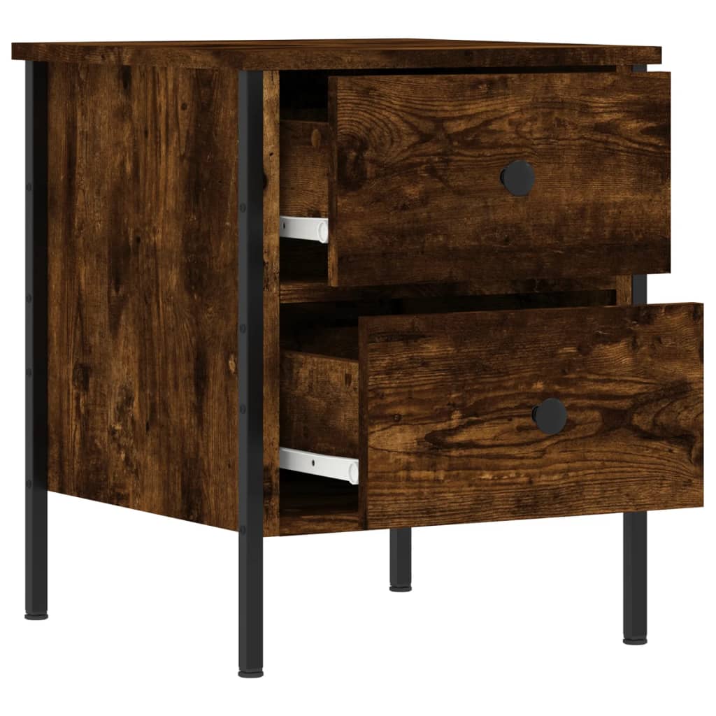 Mesita De Noche Madera De Ingeniería Roble Ahumado 40x42x50 Cm_4