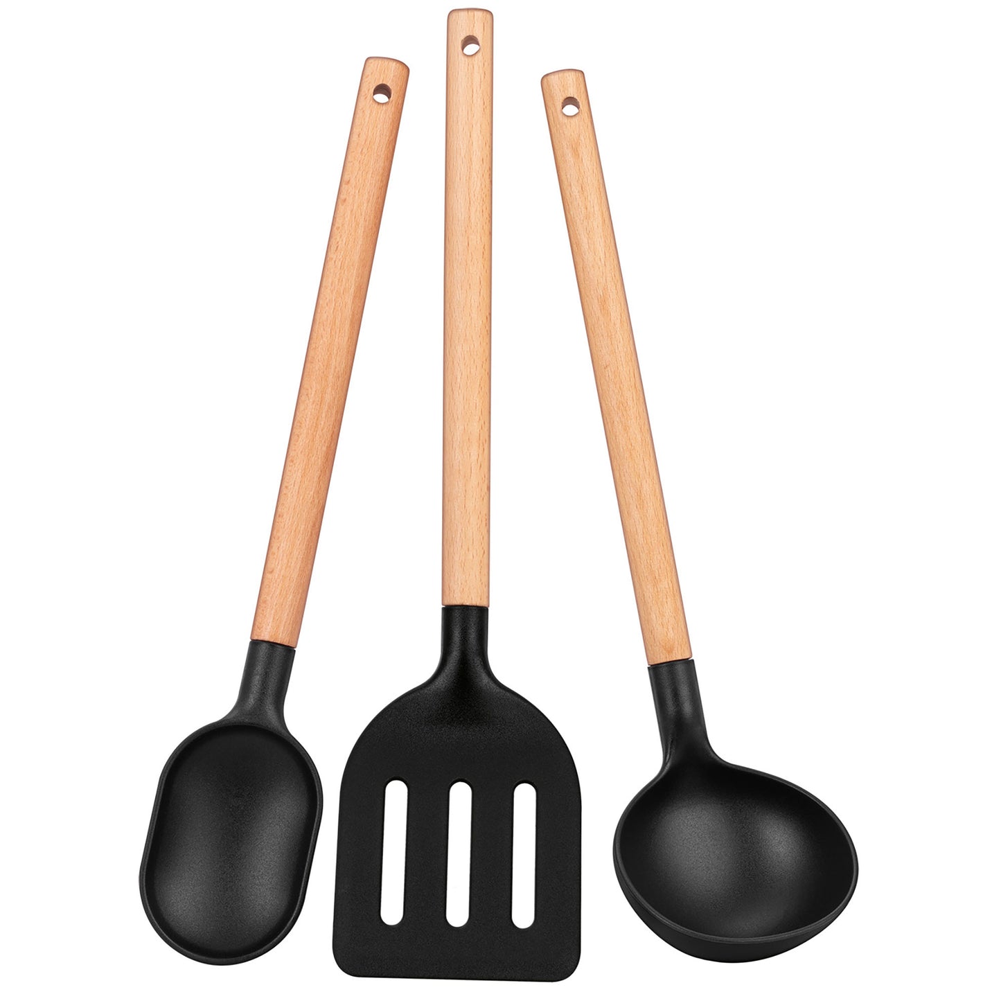 Batería Cocina Inducción Aluminio Fundido Antiadherente Sin Pfoa Set Cazuelas Sartén Utensilios Smile Mgk-23 Negro_5
