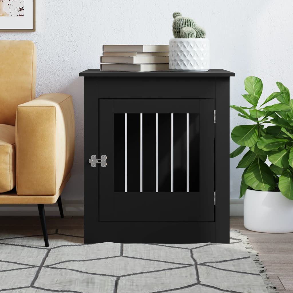 Jaula Para Perros Madera De Ingeniería Negro 64,5x80x71 Cm_2